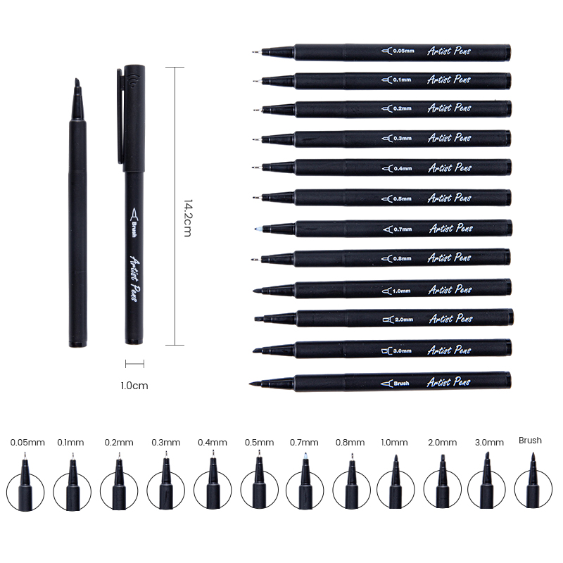 Tegnepenne Various Pen Tips Available Black Fineliner