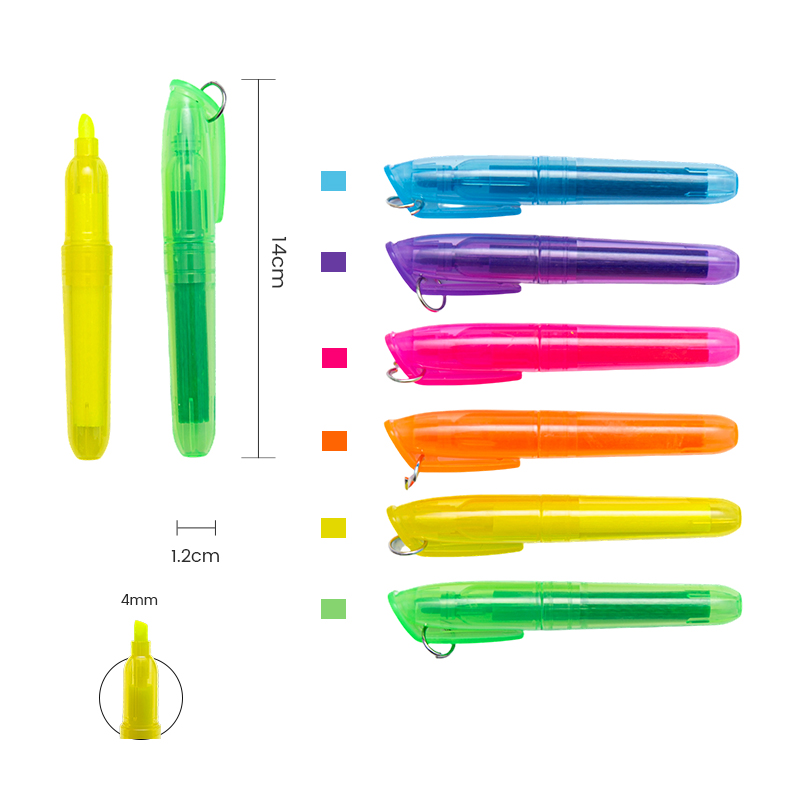 Mini Highlighter Pen With Keychain Clip