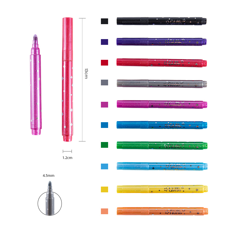Durable Colorful Shiny Curved Glitter Color Marker