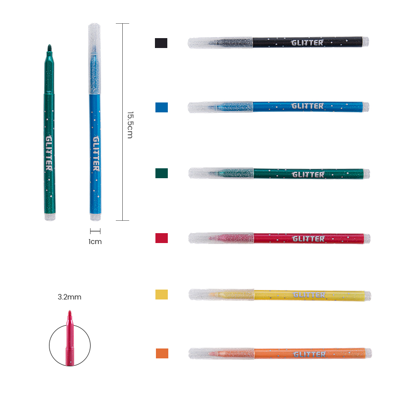 Easy To Hold Comfortable Shiny Glitter Color Marker